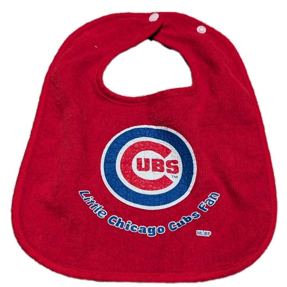 CHICAGO CUBS Baby Infant‎ Bib Snap on FOR THE LITTLE CUBS FAN